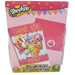 Shopkins Thank You Cards Envelopes Shopkins Stickers 8 Pack Merci Cards